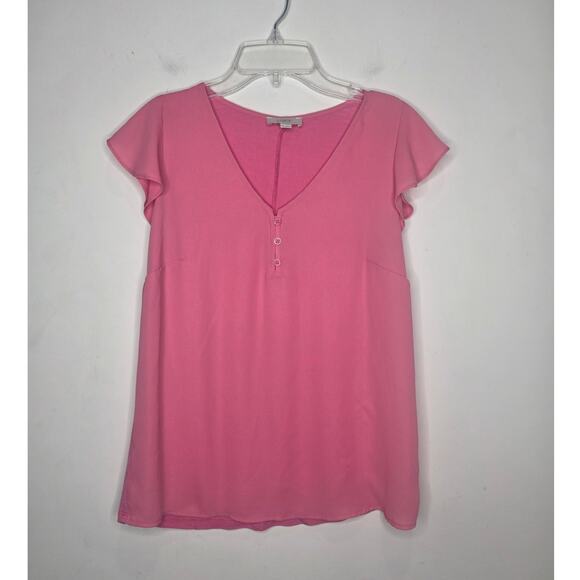LOFT Tops - Ann Taylor Loft pink flutter sleeve blouse shirt - XS